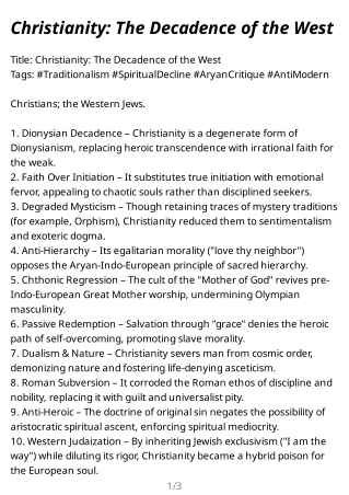 Christianity: The Decadence of the West