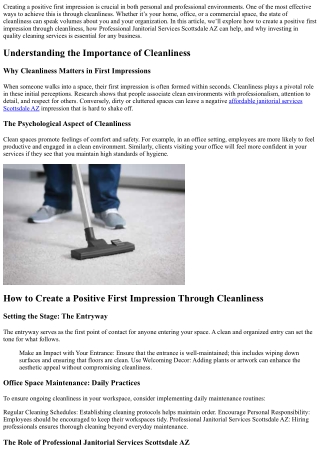 How to Create a Positive First Impression Through Cleanliness