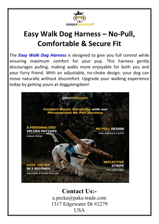 Easy Walk Dog Harness – No-Pull, Comfortable & Secure Fit