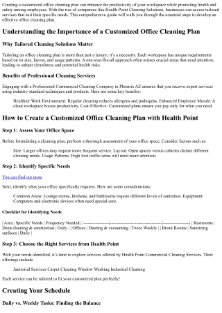 How to Create a Customized Office Cleaning Plan with Health Point