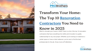 Transform Your Home: The Top 10 Renovation Contractors You Need to Know in 2025