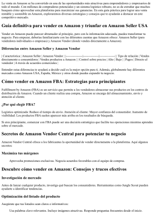 Guía práctica para lograr una venta rentable y sostenible en Amazon