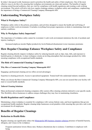 How Regular Cleanings Enhance Workplace Safety and Compliance