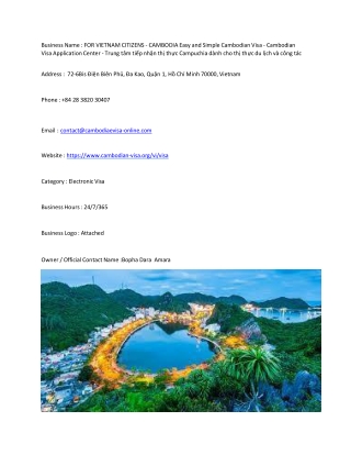 FOR VIETNAM CITIZENS - CAMBODIA Easy and Simple Cambodian Visa - Cambodian Visa