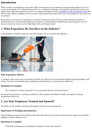 10 Questions to Ask Before Hiring Local Janitorial Services