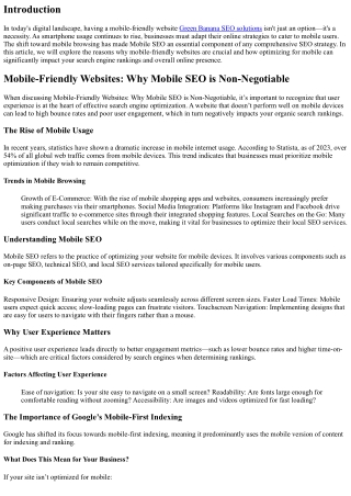 Mobile-Friendly Websites: Why Mobile SEO is Non-Negotiable