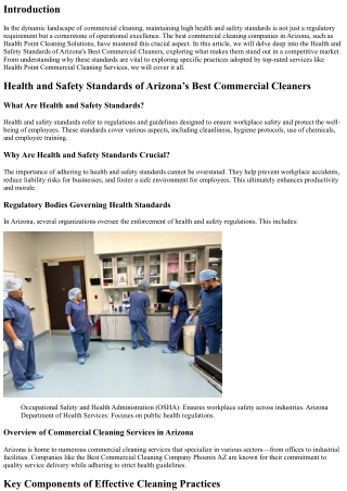 Health and Safety Standards of Arizona's Best Commercial Cleaners