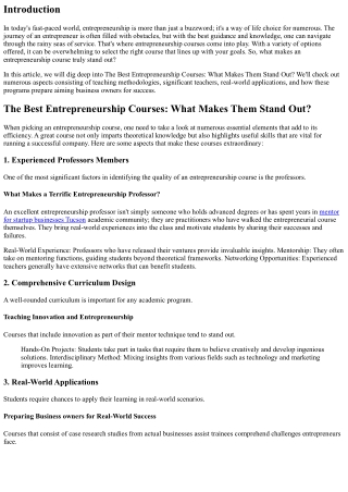 The Very Best Entrepreneurship Courses: What Makes Them Stick out?