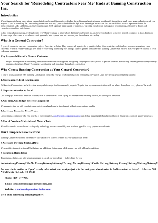 Your Search for _Remodeling Contractors Near Me_ Ends at Banning Construction In