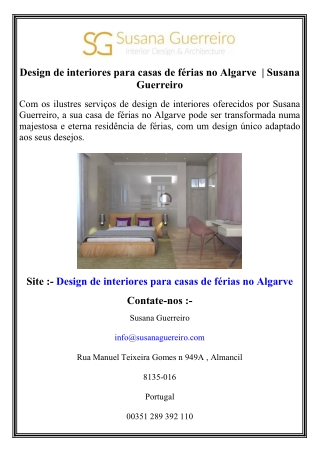 Design de interiores para casas de férias no Algarve    Susana Guerreiro