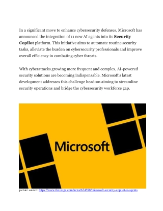 Microsoft Introduces AI Agents into Security Copilot