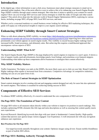 Enhancing SERP Visibility through Smart Content Strategies