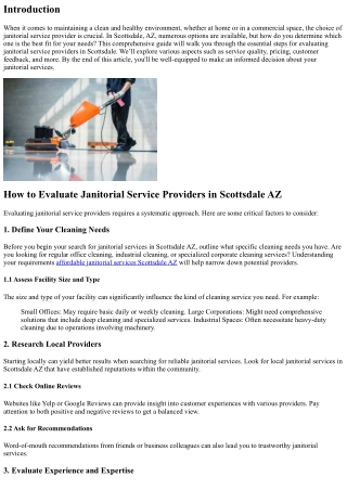 How to Evaluate Janitorial Service Providers in Scottsdale AZ