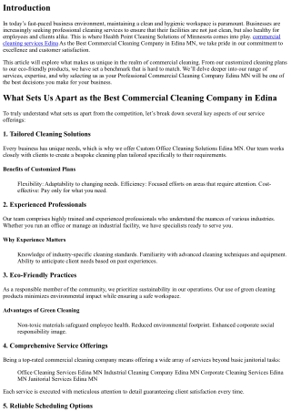 What Sets Us Apart as the Best Commercial Cleaning Company in Edina