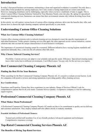 Custom Office Cleaning Solutions Tailored for Your Business Needs