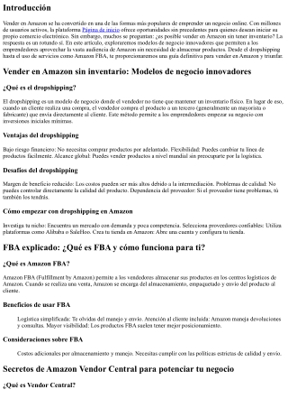 Vender en Amazon sin inventario: Modelos de negocio innovadores