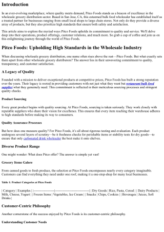 Pitco Foods: Upholding High Standards in the Wholesale Industry