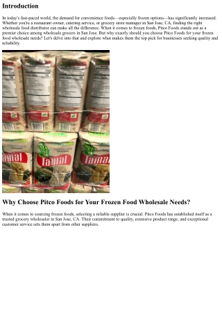 Why Choose Pitco Foods for Your Frozen Food Wholesale Needs?