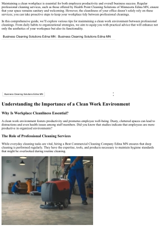 Tips for Maintaining a Clean Work Environment Between Professional Cleanings