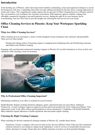 Office Cleaning Services in Phoenix: Keep Your Workspace Sparkling Clean