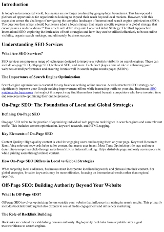 Local vs Global Strategy: The Dual Approach to International SEO