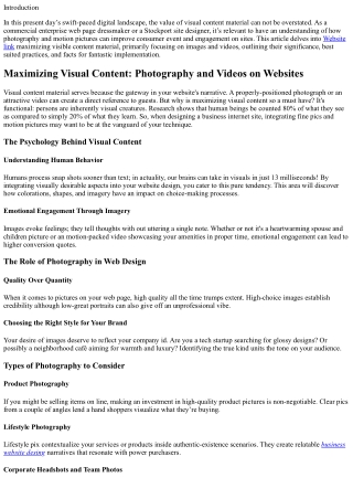 Maximizing Visual Content: Photography and Videos on Websites