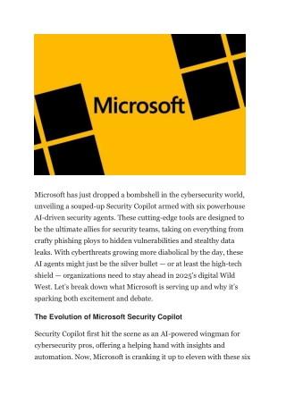 Microsoft Unleashes Security AI Agents A Game Changer for Cybersecurity