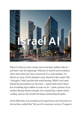 350 Million Saved How Israeli Tech’s Latest AI Breakthrough Is Rewriting the Future