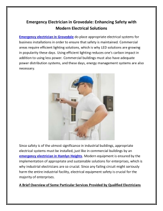 Emergency Electrician in Grovedale Enhancing Safety with Modern Electrical Solutions