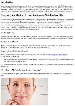 Experience the Magic of Dysport for Smooth, Wrinkle-Free Skin