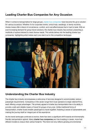 Leading Charter Bus Companies for Any Occasion