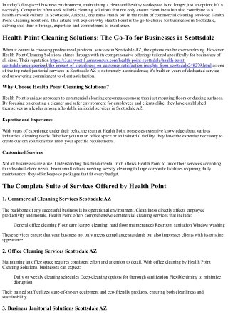 Health Point Cleaning Solutions: The Go-To for Businesses in Scottsdale