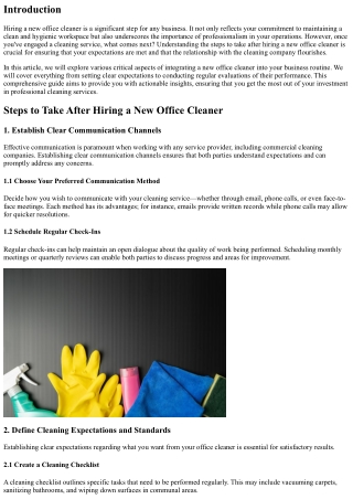 Steps to Take After Hiring a New Office Cleaner