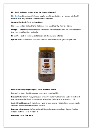 Flax Seeds and Heart Health: What the Research Reveals?