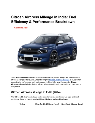 Citroen Aircross Mileage in India_ Fuel Efficiency & Performance Breakdown