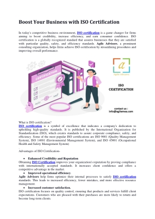 Boost Your Business with ISO Certification