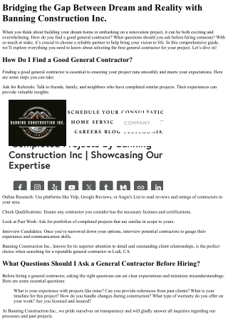 Bridging the Gap Between Dream and Reality with Banning Construction Inc.