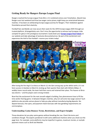 Getting Ready for Rangers Europa League Final