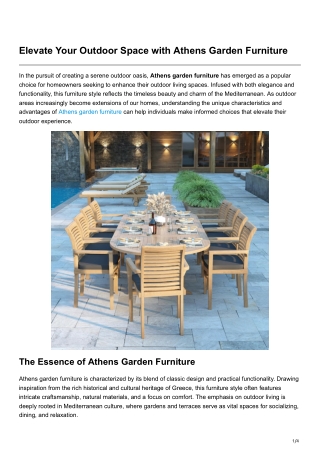 Elevate Your Outdoor Space with Athens Garden Furniture