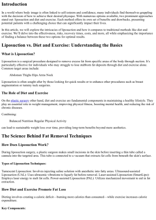 Liposuction vs. Diet and Exercise: Finding the Balance