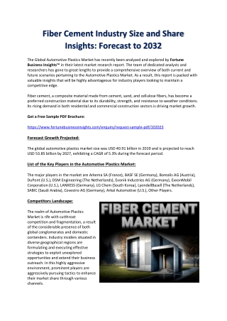 Fiber Cement Market Growth, Trends, and Share Analysis: Forecast to 2032