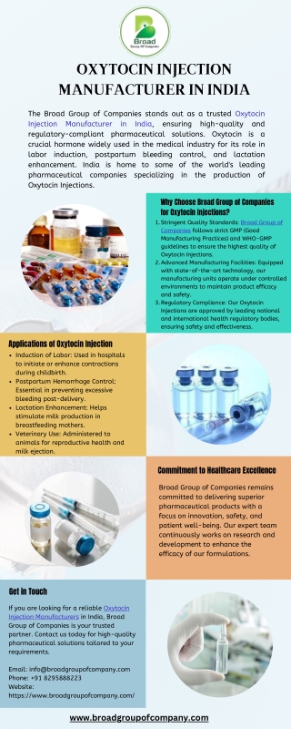 Oxytocin Injection Manufacturer in India