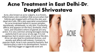 Acne Treatment in East Delhi-Dr. Deepti Shrivastava