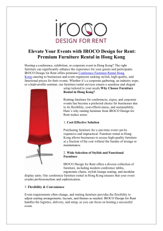 Furniture Rental Hong Kong for Homes and Businesses