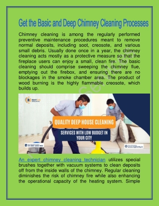 Get the Basic and Deep Chimney Cleaning Processes