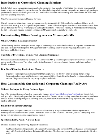 How Customizable Our Office and Corporate Cleanings Really Are