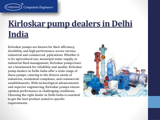 Exploring the Range of Kirloskar Pumps Available at Kirloskar pump dealers