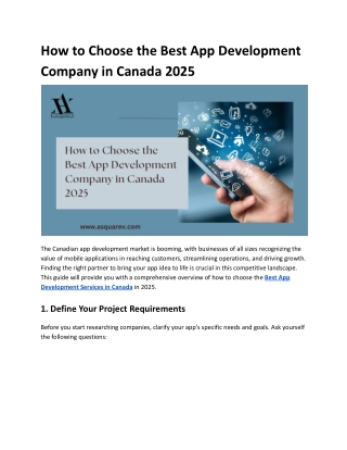How to Choose the Best App Development Company in Canada 2025