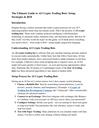 The Ultimate Guide to AI Crypto Trading Bots: Setup, Strategies & ROI