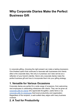 Why Corporate Diaries Make the Perfect Business Gift